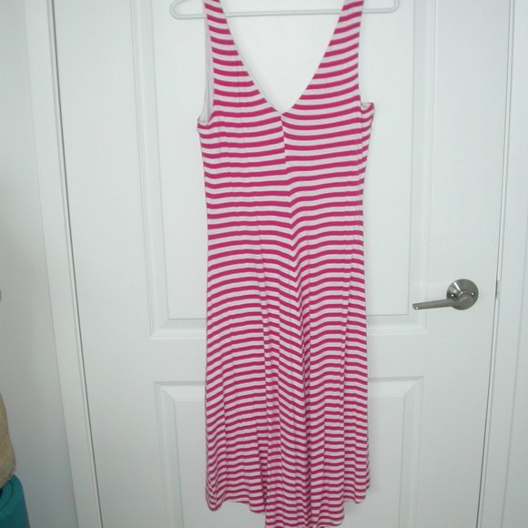 Hot Pink and White Striped Hi Low Dress - Picture 4 of 8